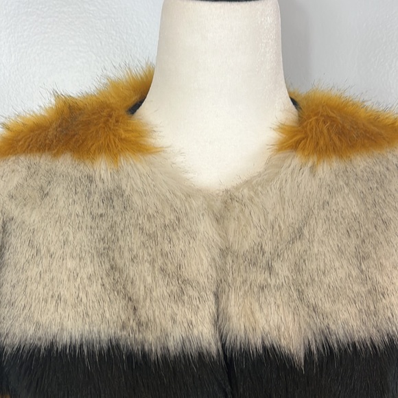 Zara Basic Outerwear Faux Fur Gold, Grey, Black & Wine Striped Jacket - Picture 11 of 17